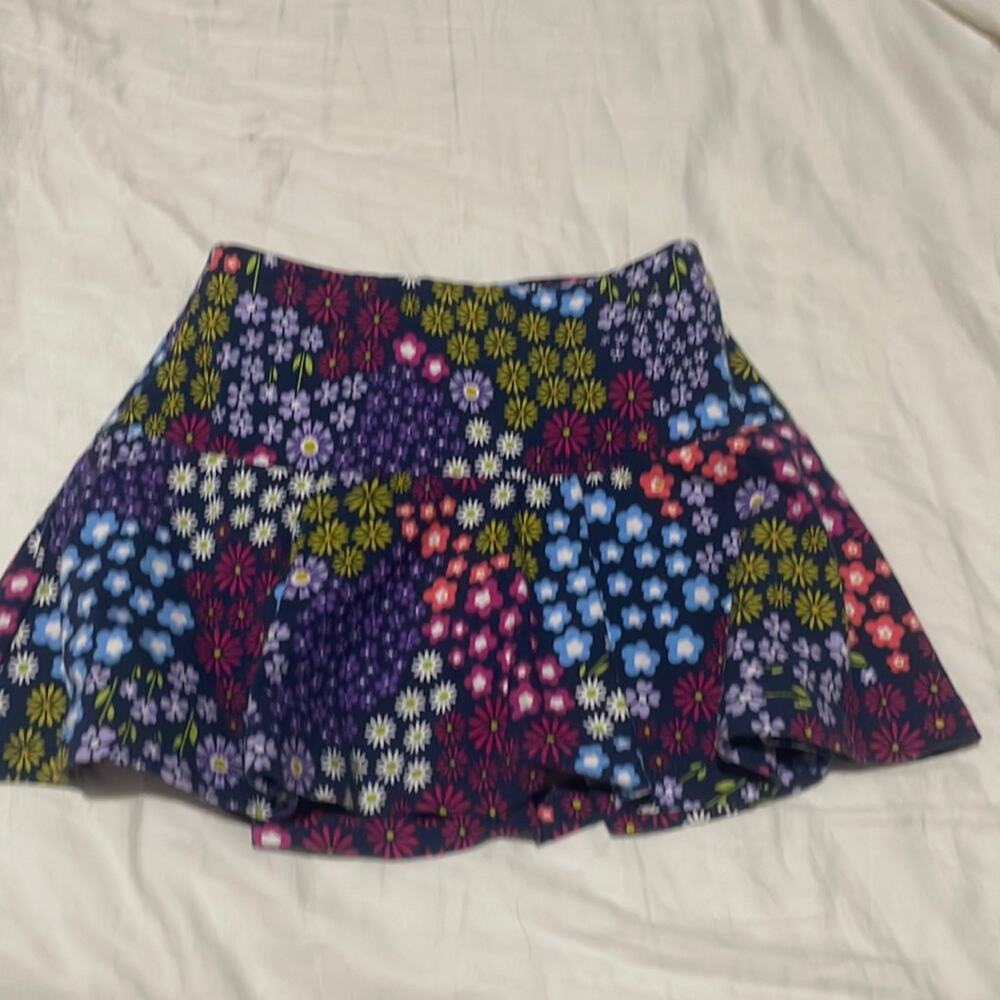 Lands End S 4 blue floral drop waist skirt with attached under shorts nwot